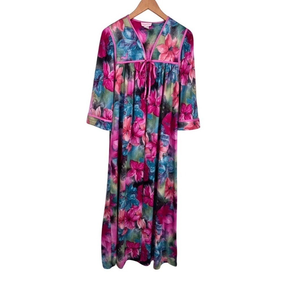Vintage Sears Carriage Court Zip Robe Housedress Womens S 8/10 Pink Floral